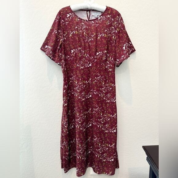 PIPER & SCOOT | Burgundy Floral Midi Dress NWT | Size Large - Picture 1 of 8